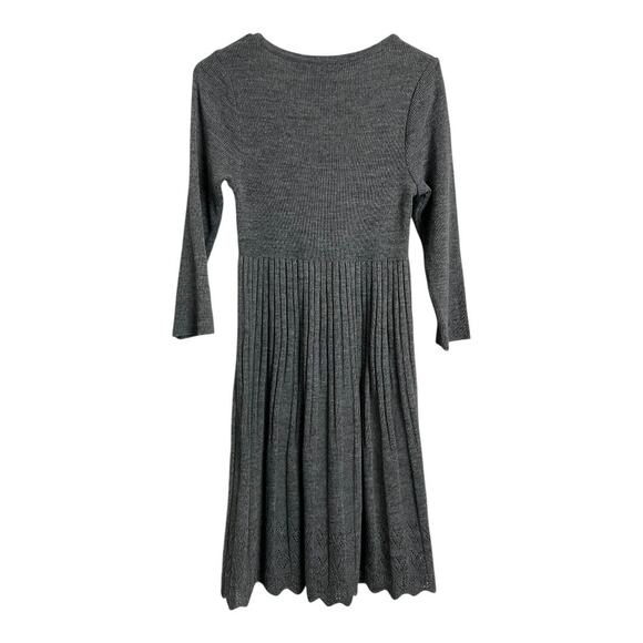 Lennie for Nina Leonard Sweater Dress Gray Knit Casual Preppy twee S Small - Picture 7 of 7